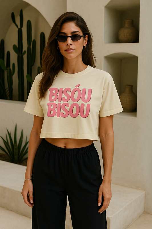 BISÓU BISOU – Crop Top Teint Écologiquement en Coton Premium